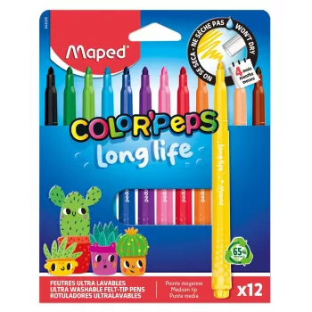 Maped Color'Peps Long Life Filzstifte, verschiedene Farben, 12 Stifte (844000)