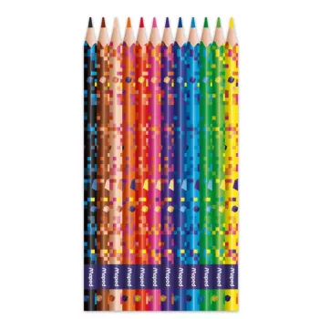 Maped PIXEL PARTY Dreieckige Buntstifte, 12 verschiedene Farben, weiche bruchfeste Mine, Pixel-Muster-Schaft, Kartonetui 862204