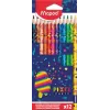 Maped PIXEL PARTY Dreieckige Buntstifte, 12 verschiedene Farben, weiche bruchfeste Mine, Pixel-Muster-Schaft, Kartonetui 862204