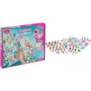Maped Creativ Princess Selbstfärber-Stempelset, 6 Stempel, Kunststoff, Kartonbox, verschiedene Tintenfarben 907072