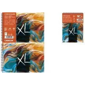 Canson XL Skizze Waves A5 Skizzenbuch, 90 g/m², 80 Blatt, Spiralbindung, stabile Rückseite C507803000