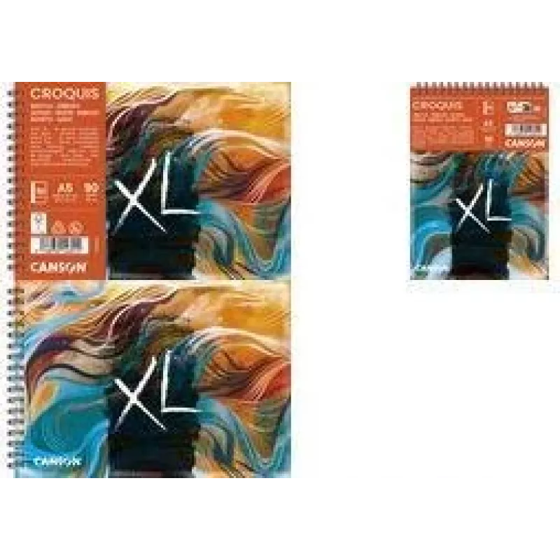 Canson XL Skizze Waves A5 Skizzenbuch, 90 g/m², 80 Blatt, Spiralbindung, stabile Rückseite C507803000