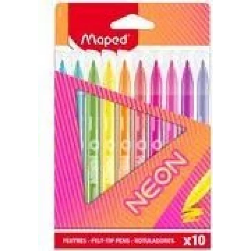 Maped Neon Filzstifte, 10er-Pack, 2,8 mm Rundspitze, Kartonetui 845419