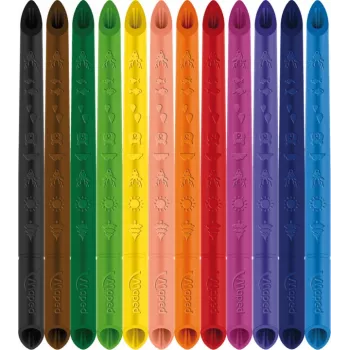 Maped COLOR'PEPS INFINITY Dreieckiger Buntstift-Set, 12 verschiedene Farben, hält 10x länger, 100% Pigmentkern, wiederverwendbare Hülle 861602