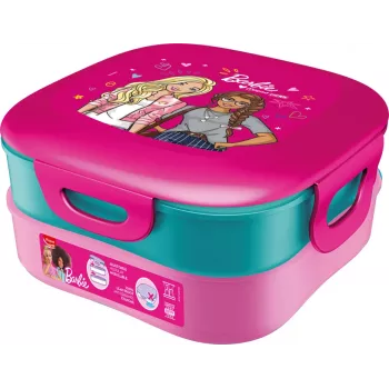 Maped PICNIK Kids Concept Barbie 3-in-1 Brotdose, 1,4 L, 2 Fächer + Snackbox, Rosa/Mehrfarbig 871097