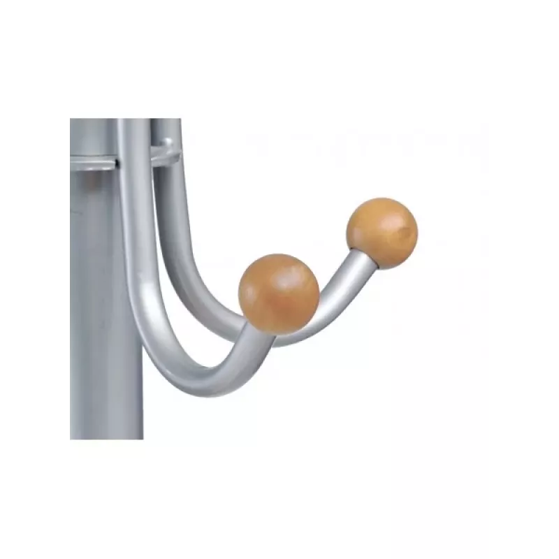 MAUL Stily Garderobenständer mit Schirmhalter, Silber, Holzhaken, 8 Haken, 1750 mm 9403270