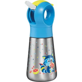 Maped PICNIK Isolierflasche Waschbär, 350 ml Edelstahl mit Strohhalm 873001