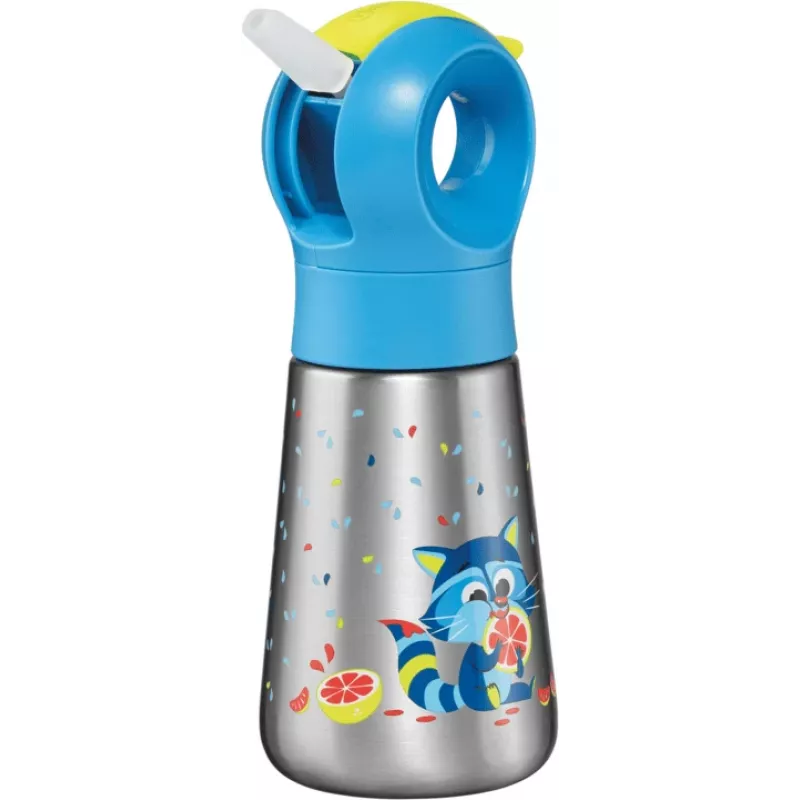 Maped PICNIK Isolierflasche Waschbär, 350 ml Edelstahl mit Strohhalm 873001