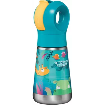 Maped PICNIK Isolier-Trinkflasche Jungle Fever 350 ml Edelstahl Türkis mit Strohhalm
