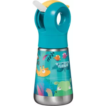 Maped PICNIK Isolier-Trinkflasche Jungle Fever 350 ml Edelstahl Türkis mit Strohhalm