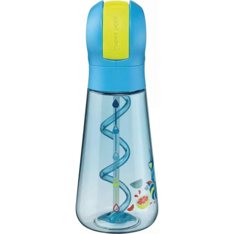 Maped PICNIK Raccoon Trinkflasche 0,5 L Blau mit Strohhalm 873101