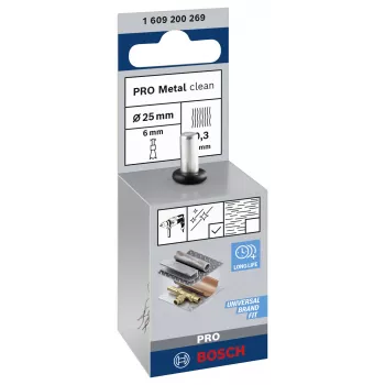 Bosch 1 609 200 269 Stiftdrahtbürste, gewellter Stahl, 25 mm, 6 mm Schaft