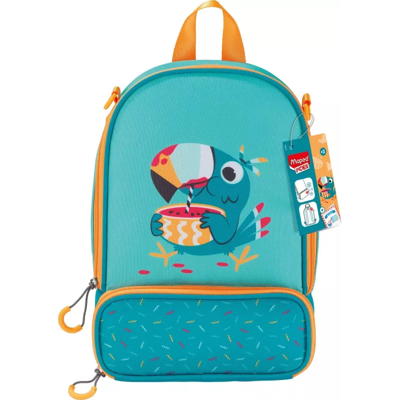 Maped PICNIK Kinderrucksack TUKAN, grüner Kindergartenrucksack, Polyester, großes Hauptfach – 1 Stück (879003)