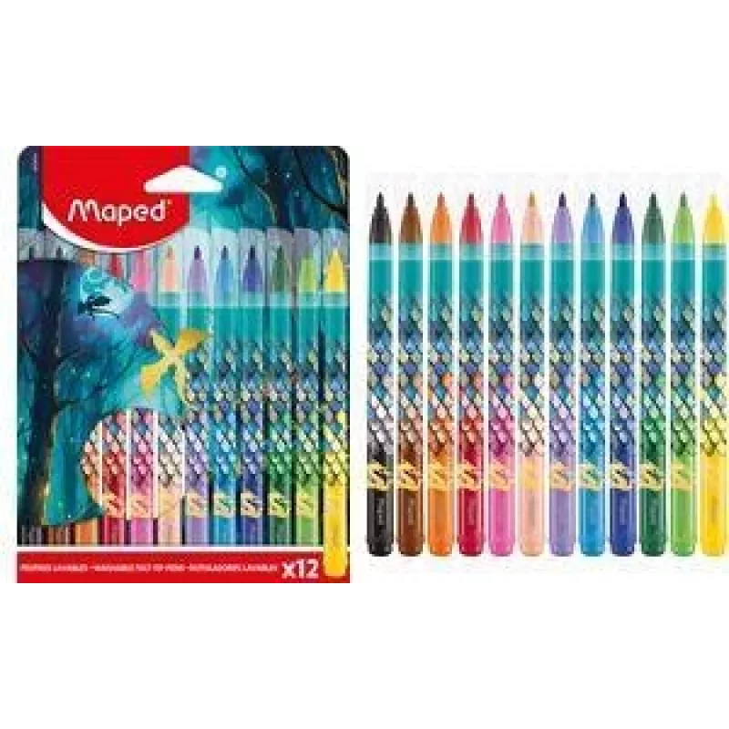Maped DRAGON Filzstifte, 12 verschiedene Farben, 2,8 mm Rundspitze, Kartonetui 845434
