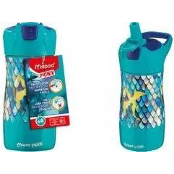 Maped PICNIK Kinder Edelstahl Trinkflasche 0,43L Drache Grün/Blau 871295