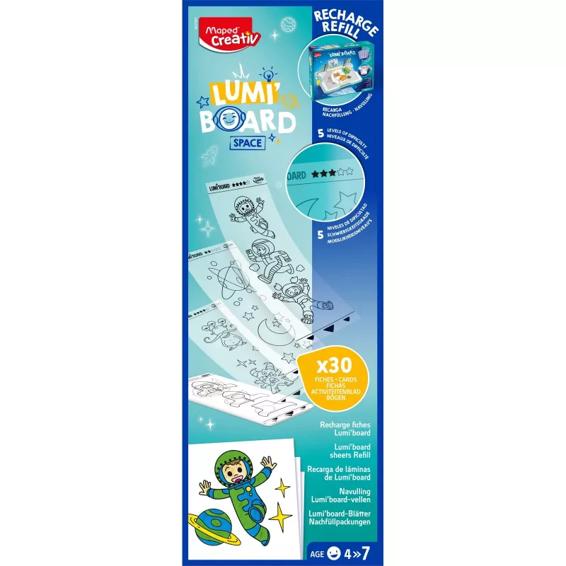 Maped Creativ LUMI BOARD Space Nachfüllpack - 35 Transparent- und Themenblätter für LED-Leuchttische 907097