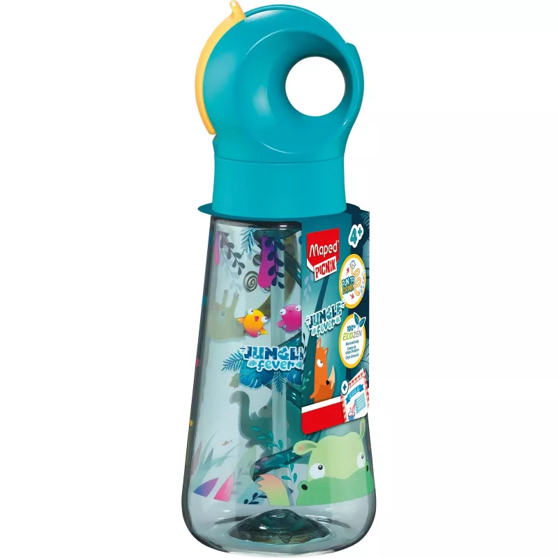Maped PICNIK JUNGLE FEVER Trinkflasche, 0,5 L, Türkis, Ecozen mit Strohhalm 873199