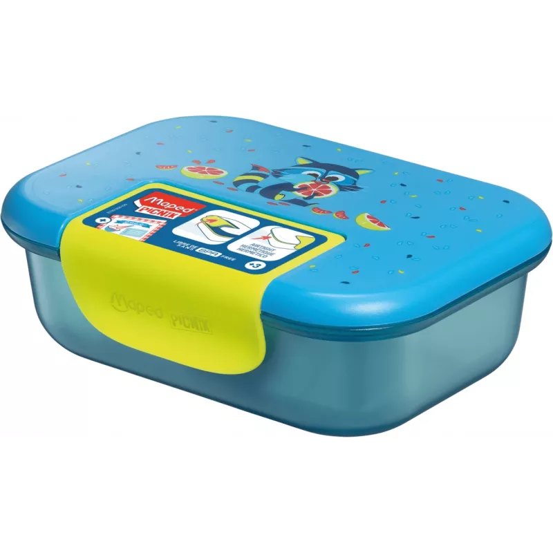 Maped PICNIK Lunchbox Waschbär, Kunststoff, 0,9 L, auslaufsicherer Clip-Deckel, 1 Stück (874101)