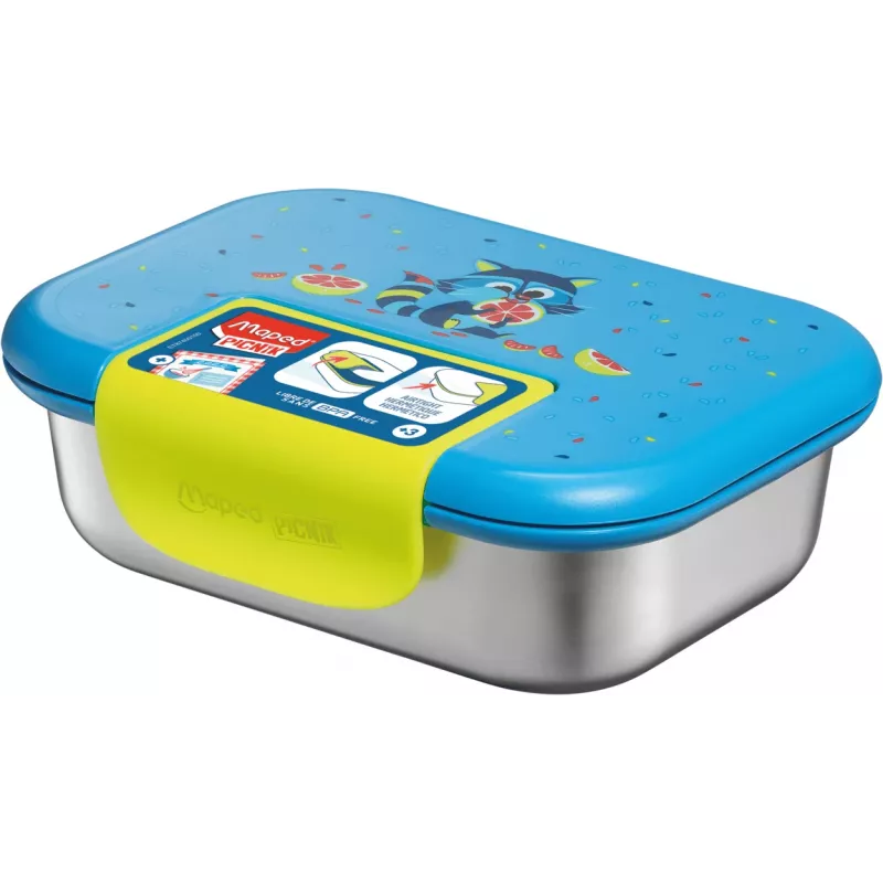 Maped PICNIK Lunchbox WASCHBÄR, Edelstahl, 0,9 L, Waschbär-Design 874001