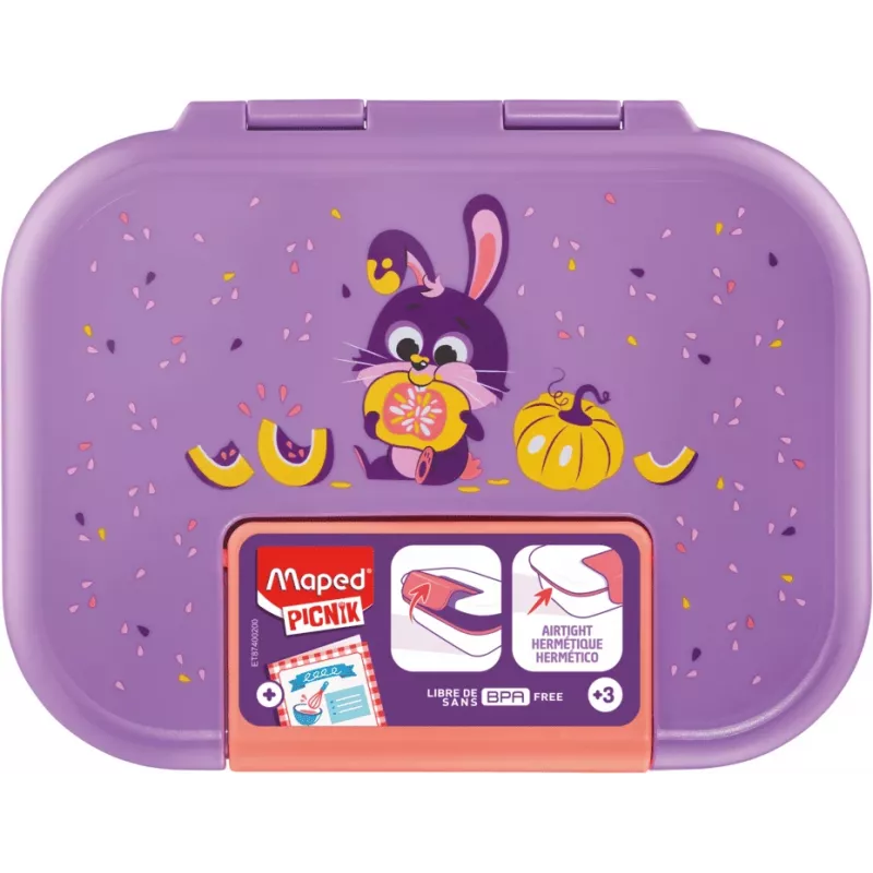 Maped PICNIK Lunchbox Hase, Edelstahl, 0,9 L, Kunststoffdeckel mit Silikondichtung – 1 Stück (874002)