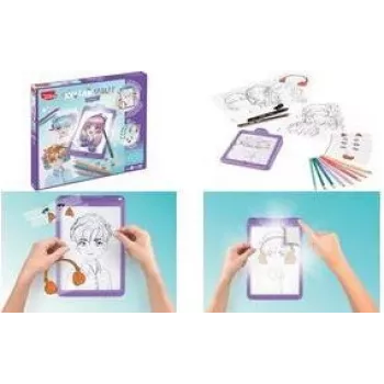 Maped Creativ LED-Leuchttisch AVATAR MANGA, Lila, batteriebetrieben, A5-Zeichenbrett mit Manga-Vorlagen 907076