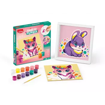 Maped Creativ Malen nach Zahlen Set Katze & Hase - 2 Vorgedruckte Tafeln, Acrylfarben, Pinsel, Ab 7 Jahren 907083