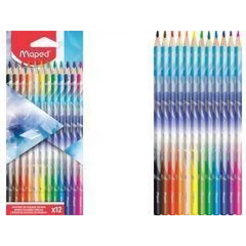 Maped ARCTIC Dreieckige Buntstifte, 12 verschiedene Farben, weiche bruchfeste Mine, Kartonetui 831734