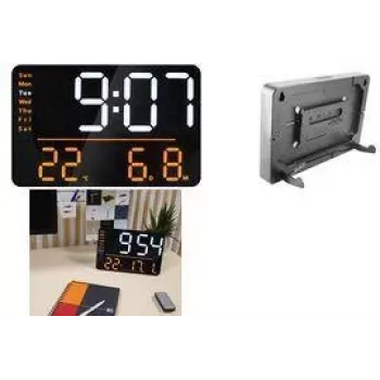 UNILUX NUMI Multifunktions-Digital-LED-Wanduhr, Schwarz mit Fernbedienung, 10-stufige Dimmung, Alarm 400202319