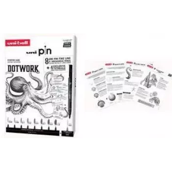 uni-ball DOTWORK Starter-Set uni pin, 9-teiliges Etui mit 8 Finelinern und 1 Shalaku S Druckbleistift (CF PIN/8 005)