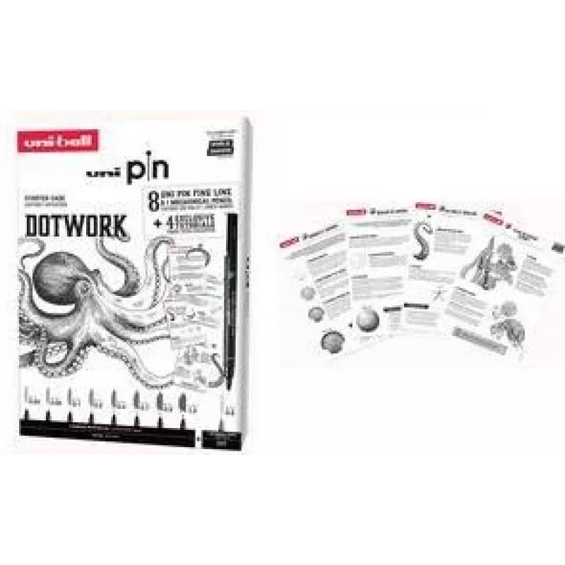 uni-ball DOTWORK Starter-Set uni pin, 9-teiliges Etui mit 8 Finelinern und 1 Shalaku S Druckbleistift (CF PIN/8 005)