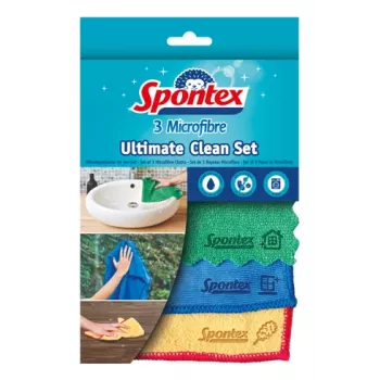 Spontex Ultimate Clean Mikrofaser-Tücher, 3er-Set, 32 x 32 cm, verschiedene Farben 19790991