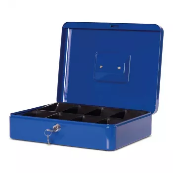 MAUL Geldkassette Größe 4 Blau 300x245x90 mm Stahl mit Münzeinsatz und Zylinderschloss 56114-37