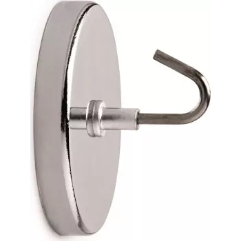MAUL Magnethaken mit großem Haken, Innenbereich, Edelstahl & Stahl, 52 mm Durchmesser, Universalhaken, für Fliesen & Metall 61555-96