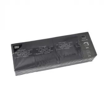 PAPSTAR Snack-Servietten DAILY Collection, Schwarz, 1/4-Falz, „Enjoy your Meal“-Druck, 50 Stück 37407