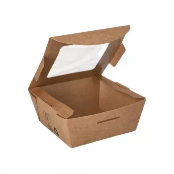 Papstar 87250 Einweg-Lebensmittelbehälter aus Pappe mit PLA-Beschichtung, braun, 750 ml, 50 Stück