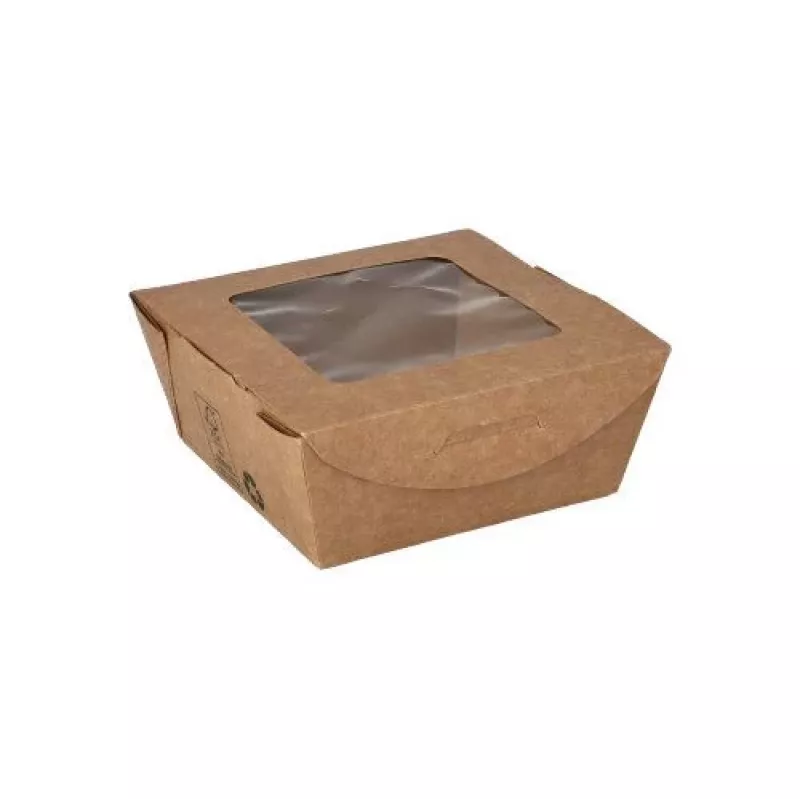Papstar 87250 Einweg-Lebensmittelbehälter aus Pappe mit PLA-Beschichtung, braun, 750 ml, 50 Stück