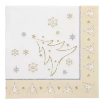 PAPSTAR X-Mas Elegance Gold Weihnachtsmotiv Servietten, Tissue, 4-lagig, 1/4 Falz, 400 x 400 mm, 1 Stück (87104)