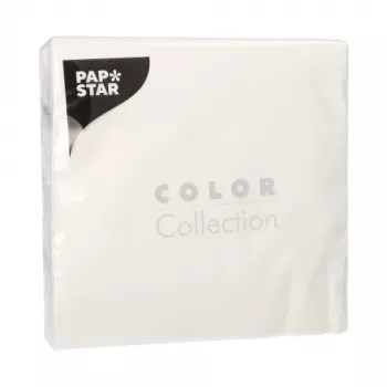 PAPSTAR Lunchservietten, 330 x 330 mm, 1-lagig, Weiß, 1/4-Falz, Tissue, Geprägt - 1 Packung (12300)