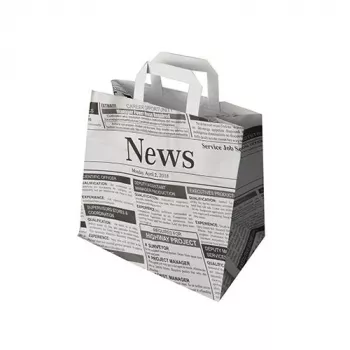 PAPSTAR Zeitungspapier-Kraftpapier-Tragetasche 260 x 170 x 250 mm, 70 g/m², 5 kg Traglast, integrierter Griff, 1 Stück 87055