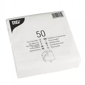 PAPSTAR Lunch-Servietten, 330 x 330 mm, 2-lagig, weißes Tissue, 1/4-Falzung, 250 Stück 17080