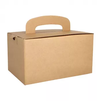 PAPSTAR pure Lunchbox mit Tragegriff, brauner Karton, 424 g/m², faltbar, 1 Stück 88980