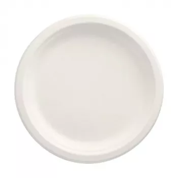PAPSTAR pure Zuckerrohr Teller rund 230 mm 12er-Pack kompostierbar mikrowellengeeignet 89748