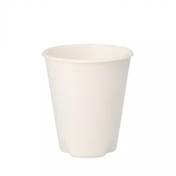 PAPSTAR pure Zuckerrohr Trinkbecher 0,2 L, Weiß, 12er-Pack, kompostierbar und mikrowellengeeignet 89853