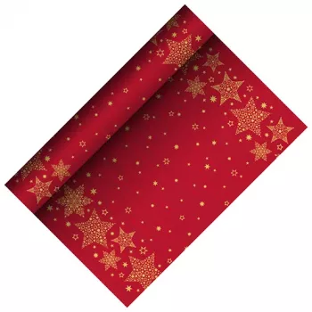 PAPSTAR Christmas Shine roter Airlaid Tischläufer, 400 mm x 3 m, auf Rolle, 1 Stück 88657