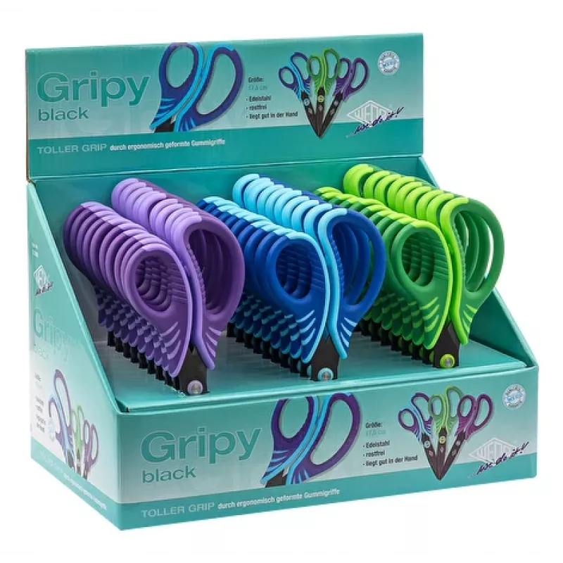 WEDO Gripy Bastelschere, runde Spitze, 175 mm, Schwarz, für Rechtshänder, 30er-Pack 732 699