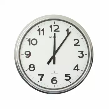 MAUL MAULride Funk-Wanduhr, 610 mm Durchmesser, silberner Kunststoffrahmen 9056195