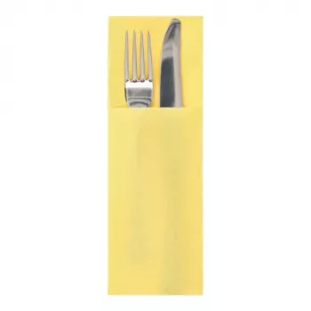 PAPSTAR DAILY Collection gelbe Serviette aus Tissue mit Bestecktaschen, 2-lagig, 400 x 330 mm (gefaltet 200 x 85 mm), 50 Stück 37047
