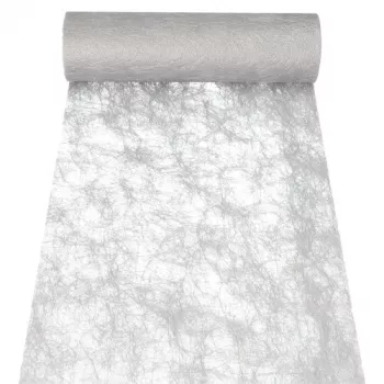 PAPSTAR Sizoflor Tischläufer & Deko-Band, Silber, 25 m x 30 cm, wasserfest, 75% Polyester / 25% Polyamid 37064
