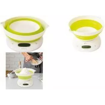 Little Balance LB 8064 Faltbare Küchenwaage mit Schüssel, Weiß/Hellgrün, 5 kg