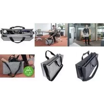 SIGEL Business Filztasche Desk Sharing Bag Classic L, Grau Synthetikfilz, 2 Tragegriffe & verstellbarer Schultergurt, 1 Stück (BA409)